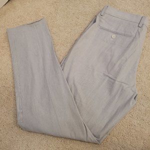 Express Mens Dress Pants White w/ Navy Blue Stripe Slim Fit